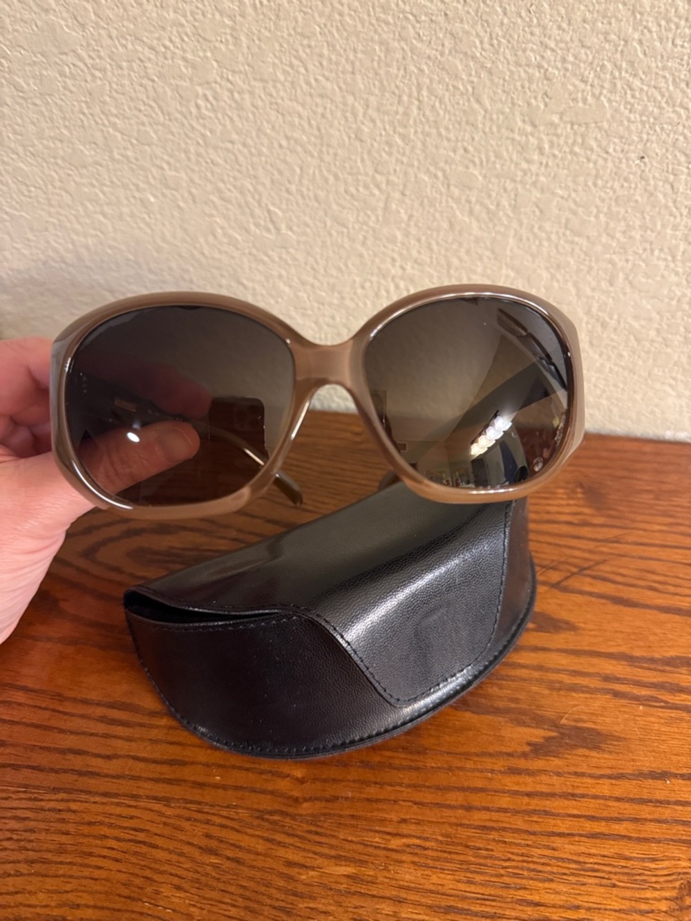 Fendi Oversized Taupe Frame Sunglasses with Brown Gradient Lenses Authentic